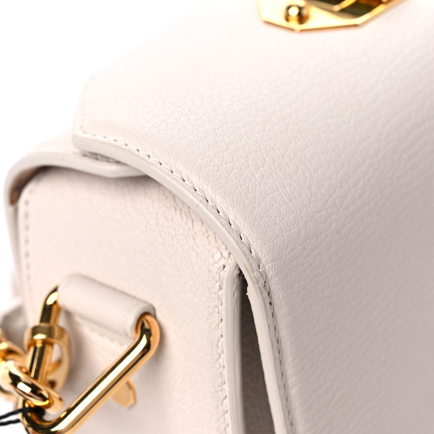 Silky Amish Grain Calfskin Box Shoulder Bag 19 Off White