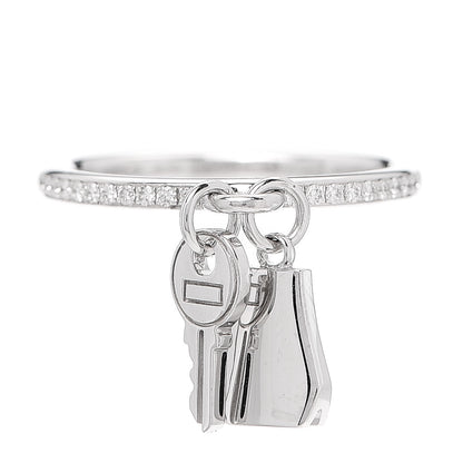 Hermes 18K White Gold Diamond Kelly Clochette Ring 50 5.25 1 of 6