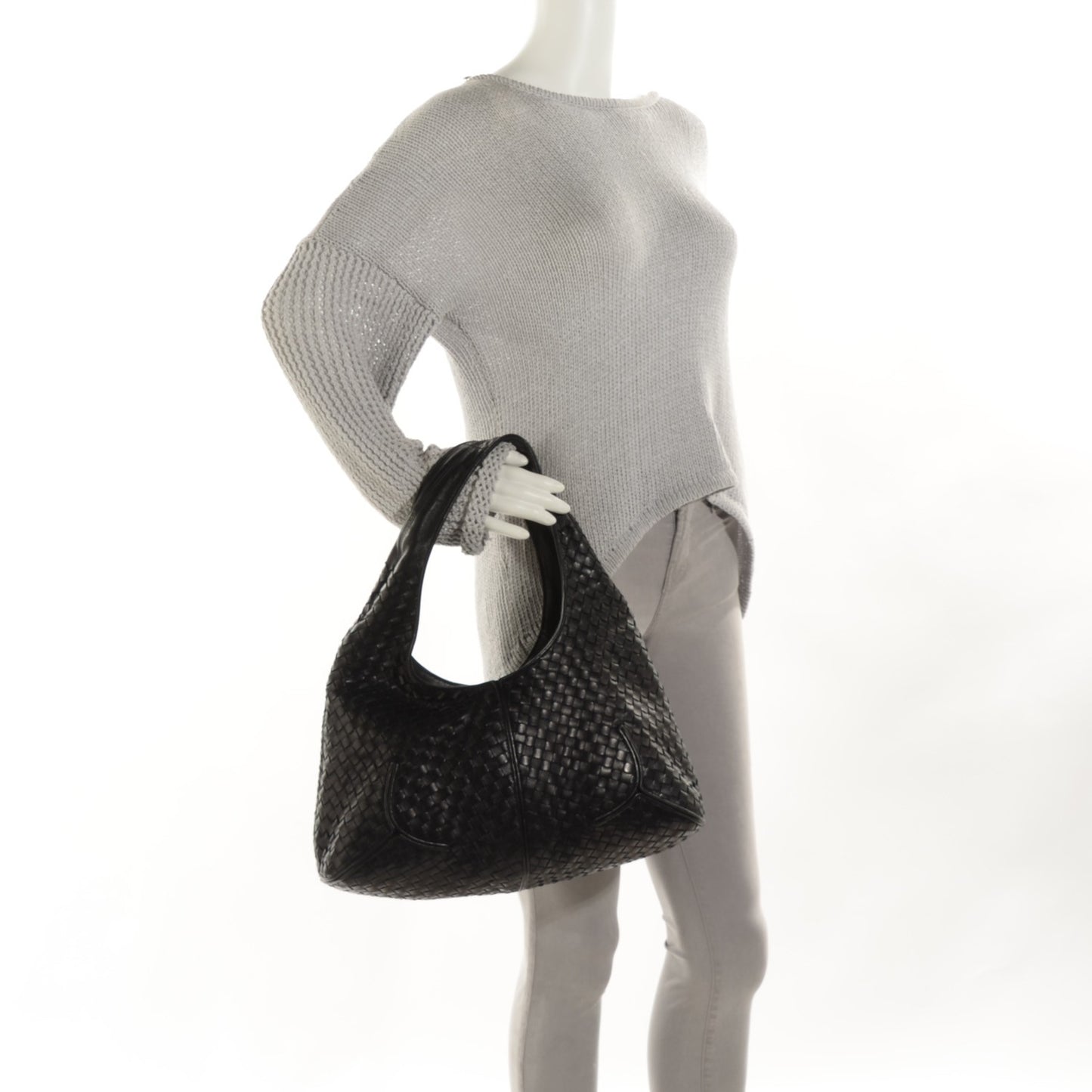 Nappa Intrecciato Ball Hobo Nero Black