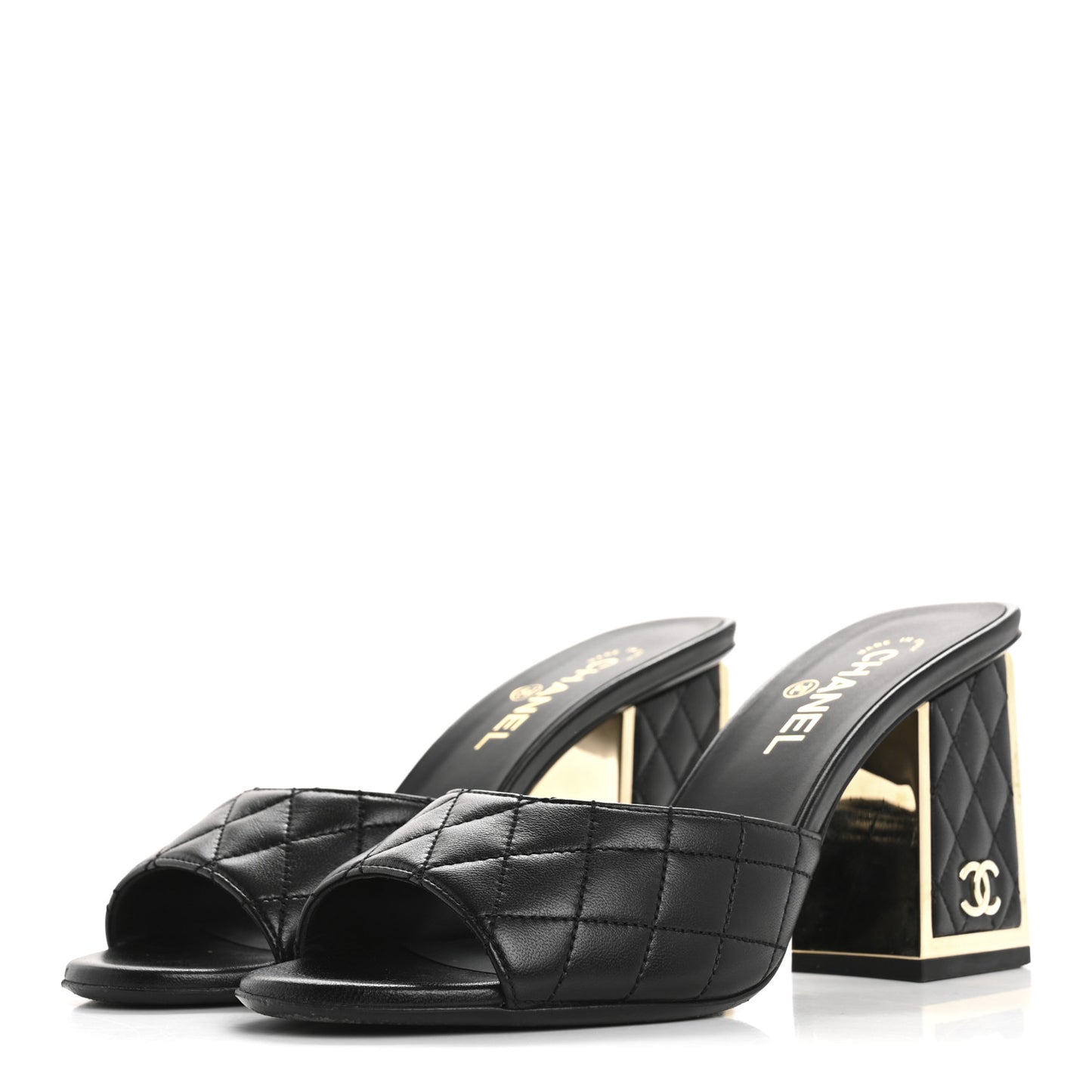 Lambskin Quilted CC Mules 40 Black