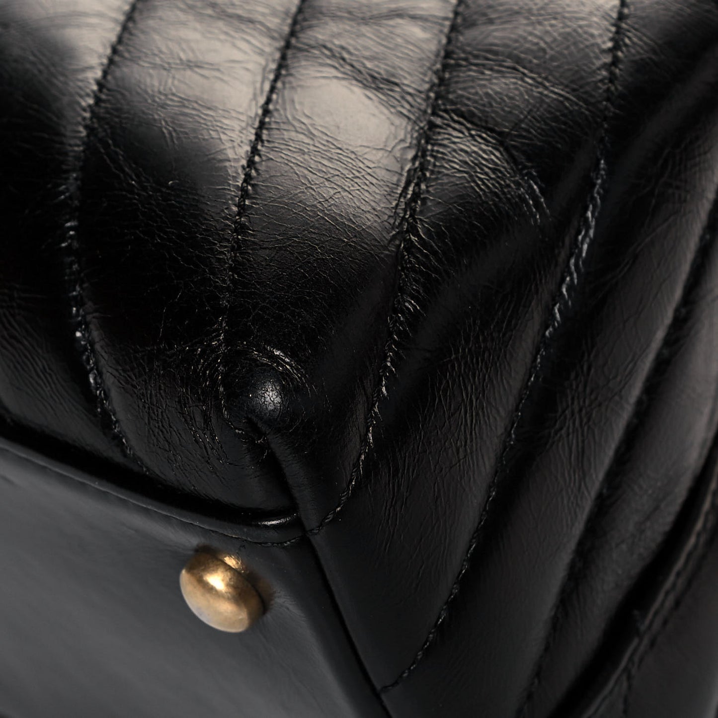 Calfskin Lizard Chevron Quilted Medium Coco Handle Flap Black