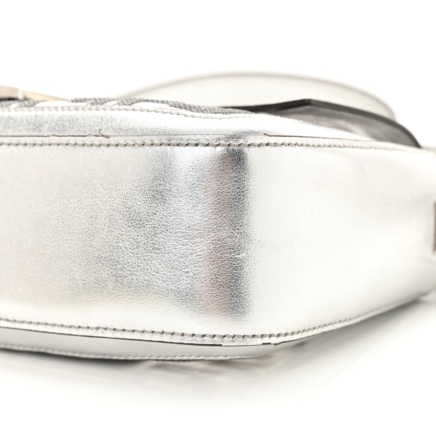 Fendi PVC Vitello Catalan Mirror Sequin FF Baguette Argento 10 of 11