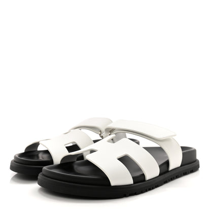 Hermes Calfskin Womens Chypre Sandals 38 White 3 of 10