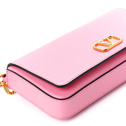 Valentino Garavani Grainy Calfskin Vlogo Pouch With Chain Candy Rose 9 of 10