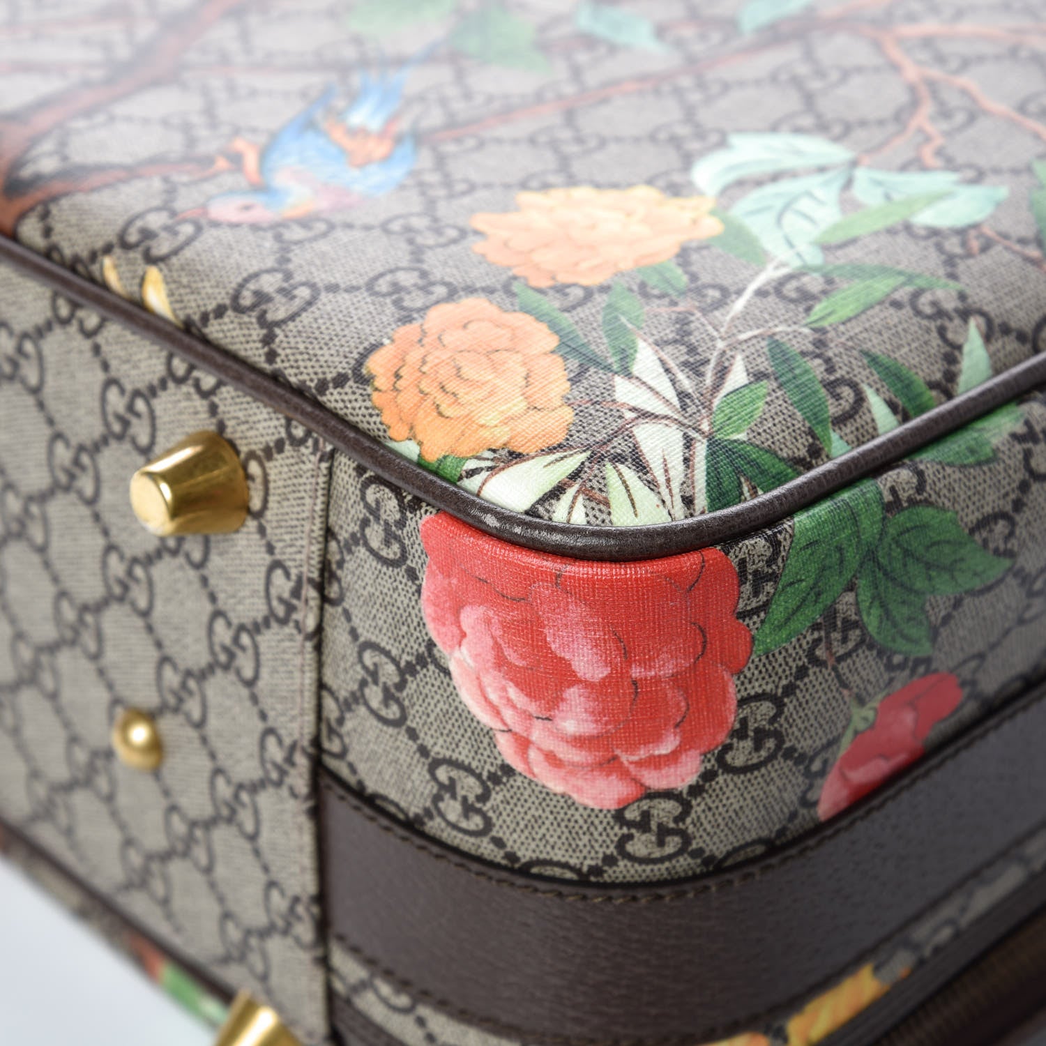 Gucci GG Supreme Monogram Tian Web Suitcase Beige Multicolor New Acero 11 of 15