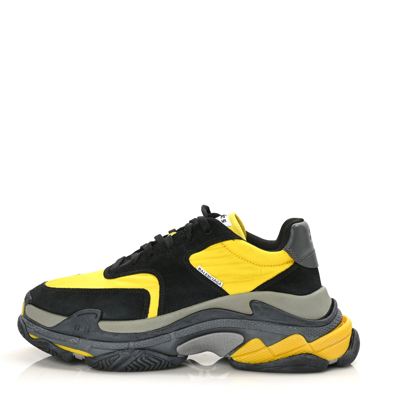 Balenciaga Nylon Suede Mens Triple S 2.0 Sneakers 42 Black Jaune Gris 1 of 7