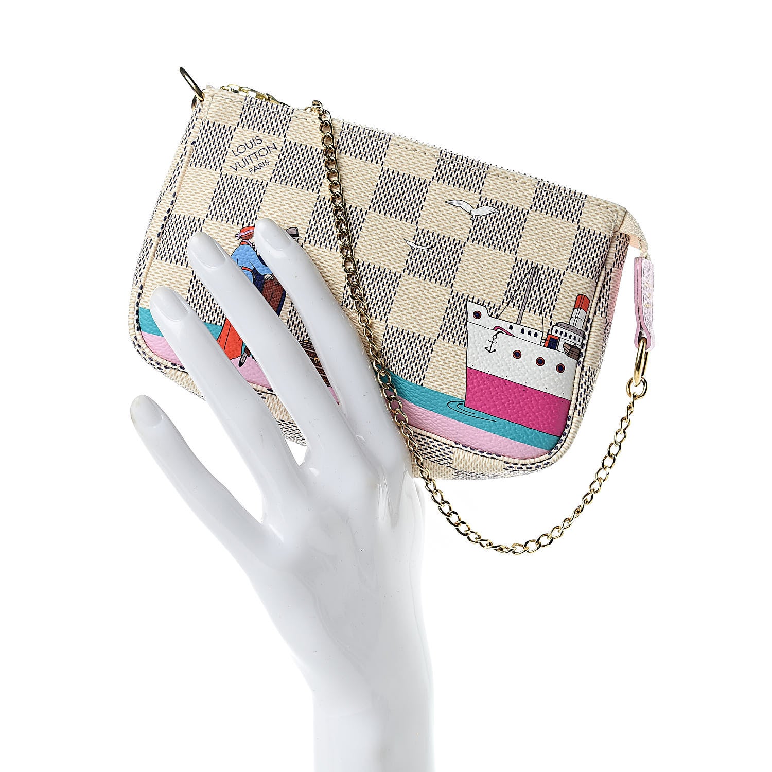 Louis Vuitton Damier Azur 2016 Christmas Animation Mini Pochette Accessories 2 of 9