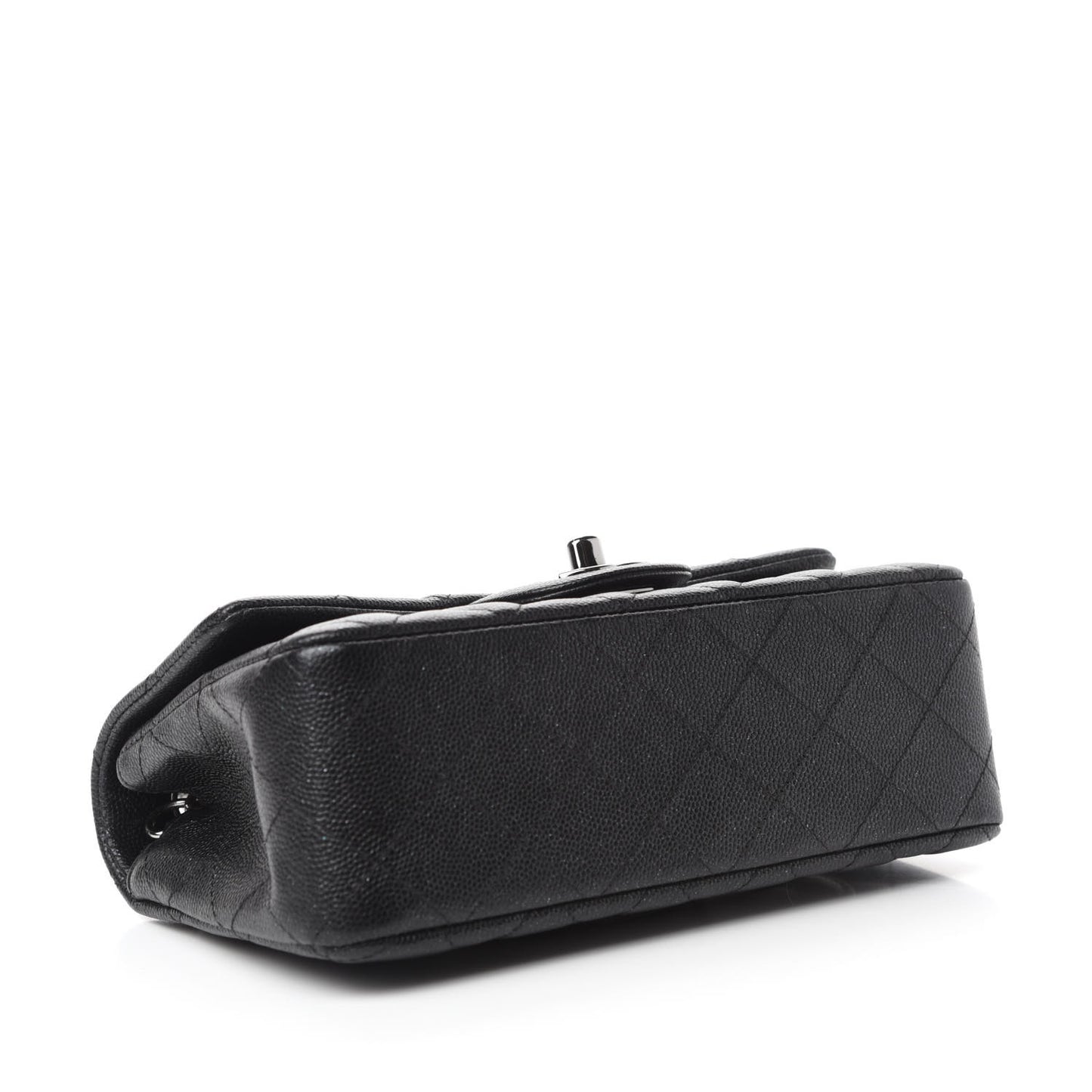 Iridescent Caviar Quilted Mini Rectangular Flap Black