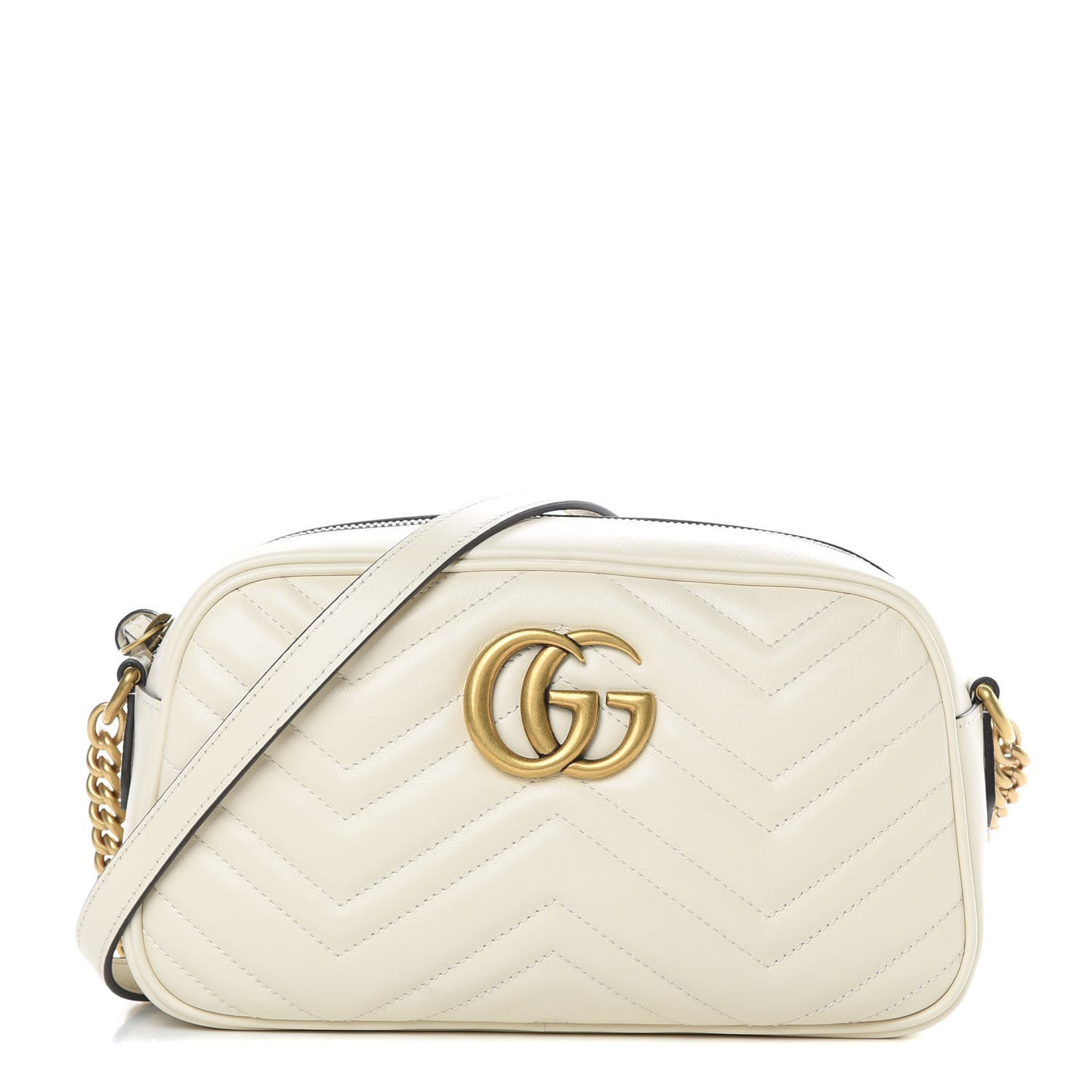 Calfskin Matelasse Small GG Marmont Chain Shoulder Bag White