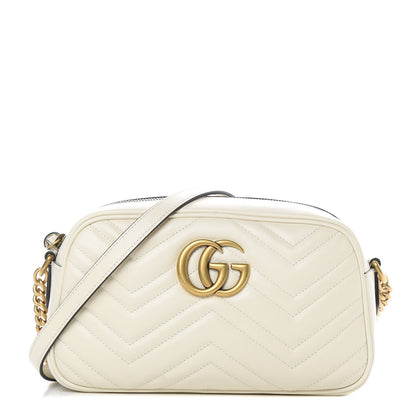 Gucci Calfskin Matelasse Small GG Marmont Chain Shoulder Bag White 1 of 10