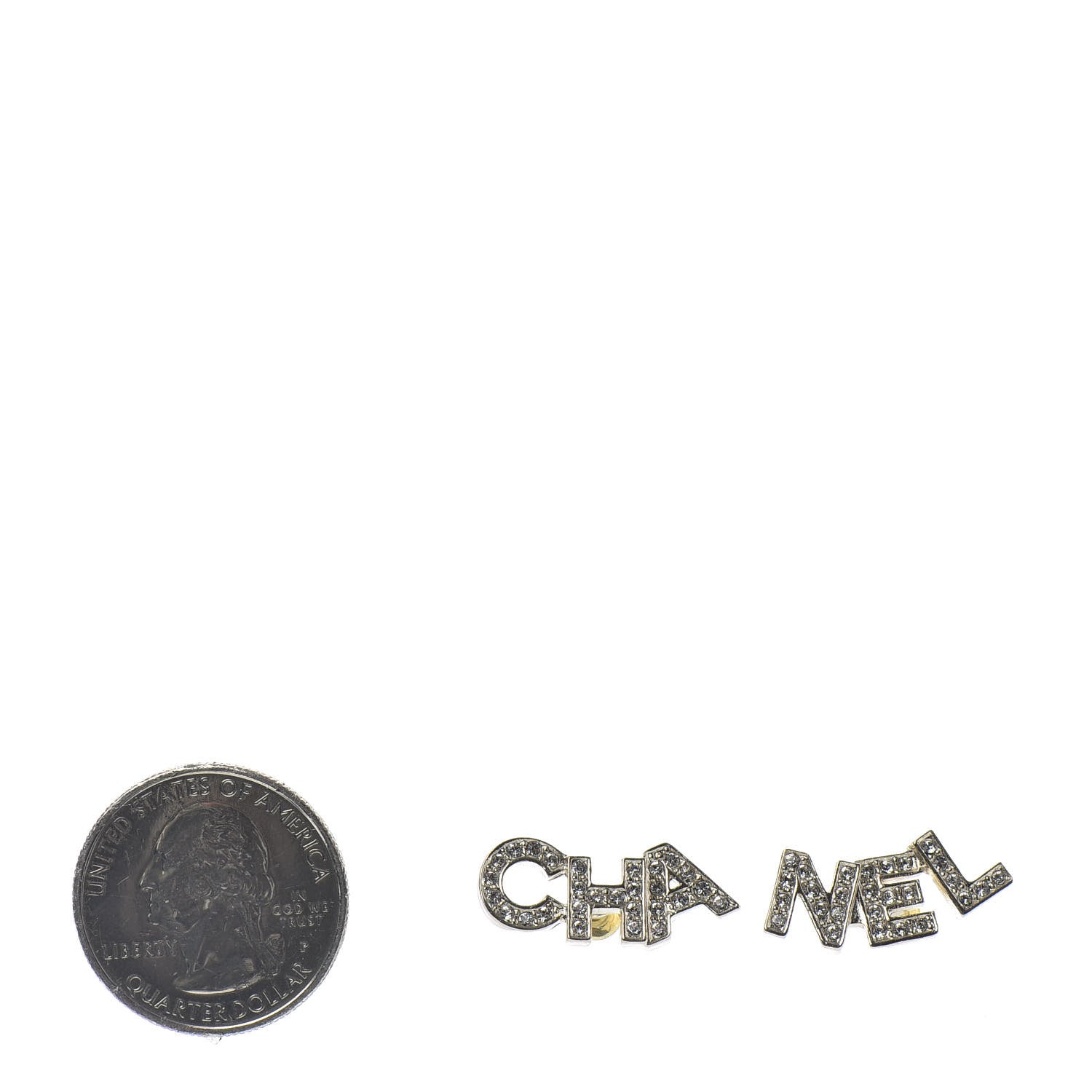Chanel Crystal Pearl Signature Stud Earrings Gold 2 of 4