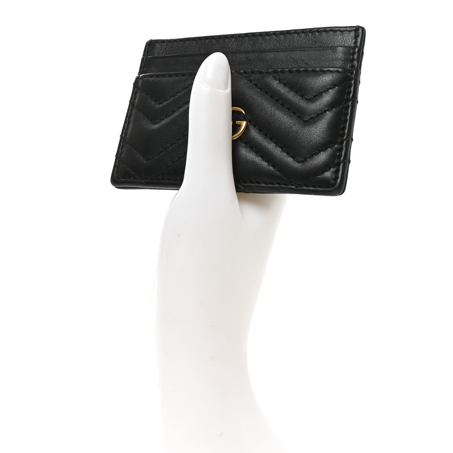 Calfskin Matelasse GG Marmont Card Holder Black