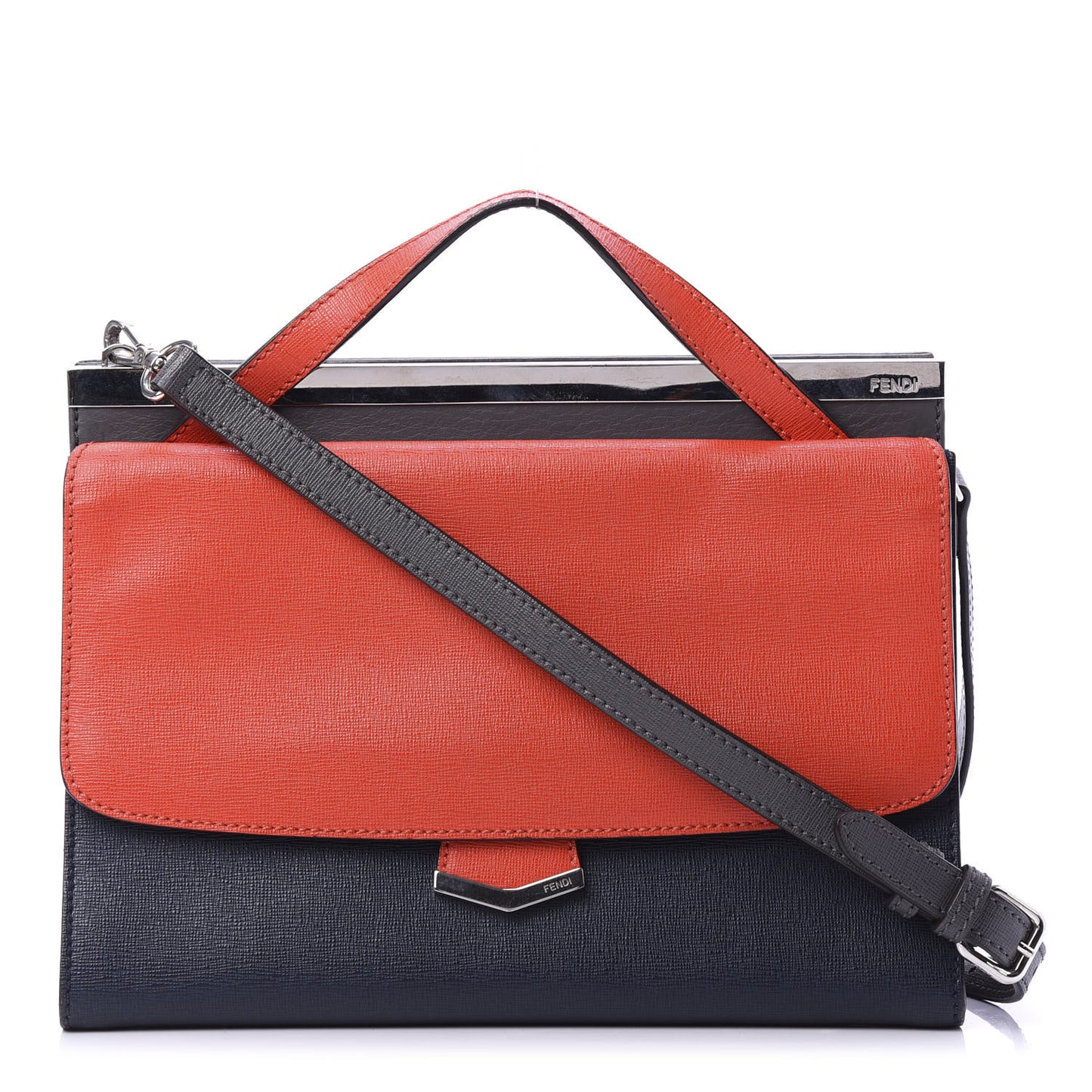 Vitello Elite Flamingo Colorblock Demi Jour Shoulder Bag Papavero Multicolor Asfalto