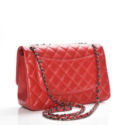 Chanel Caviar Quilted Jumbo Double Flap Red 3 of 8