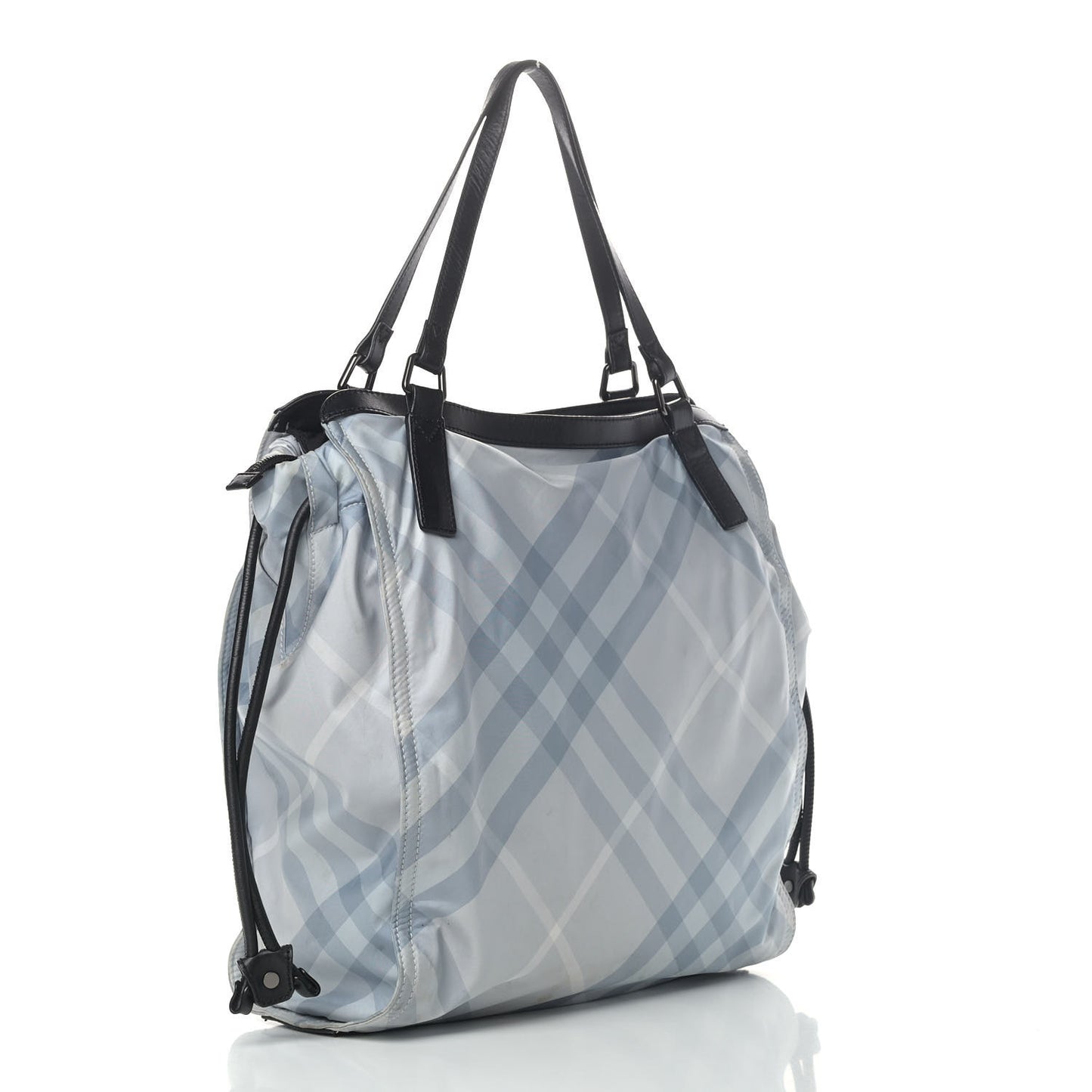 Nylon Check Buckleigh Packable Tote Light Blue