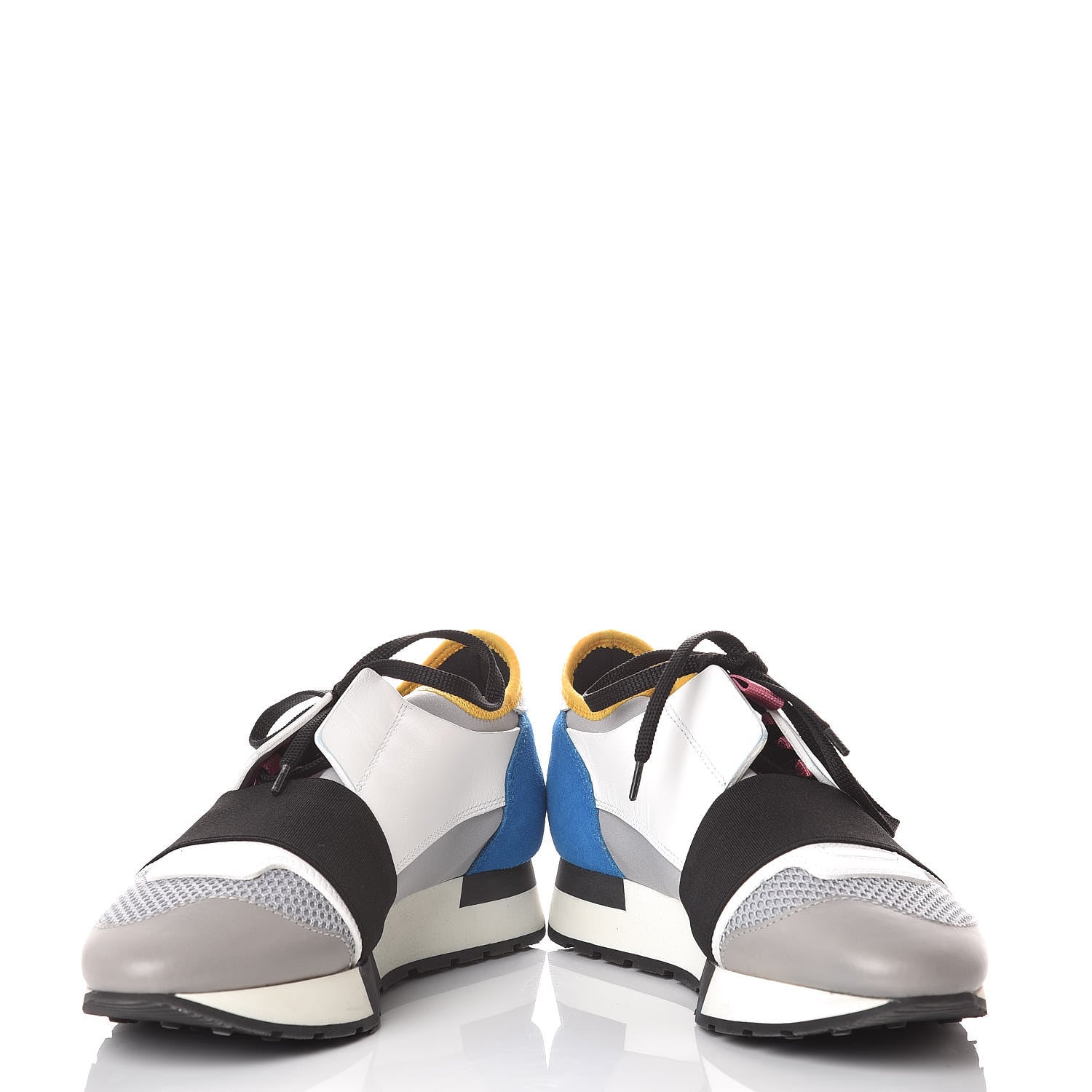 Balenciaga Mesh Calfskin Neoprene Suede Womens Race Runner Sneakers 36 Gris Blue White 6 of 10