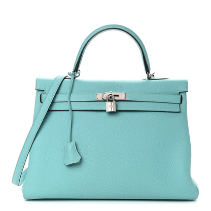 Hermes Togo Kelly Retourne 35 Bleu Atoll 1 of 15
