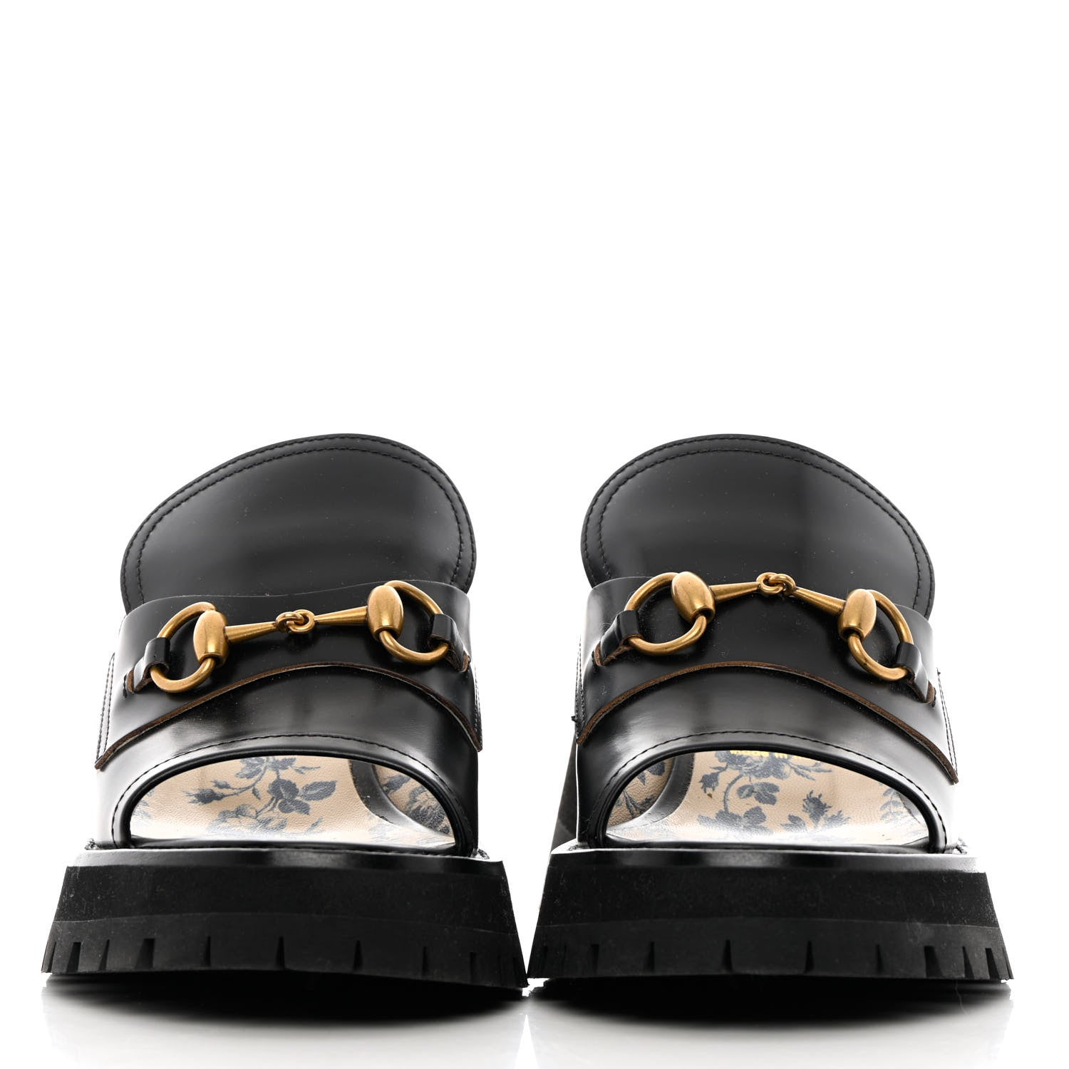 Gucci Cordovan Lux Womens Harald Horsebit Platform Slide Sandals 38.5 Black 2 of 14