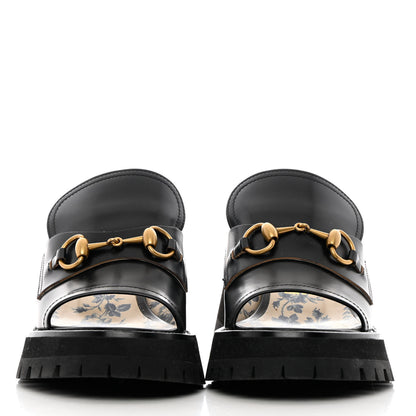 Gucci Cordovan Lux Womens Harald Horsebit Platform Slide Sandals 38.5 Black 2 of 14