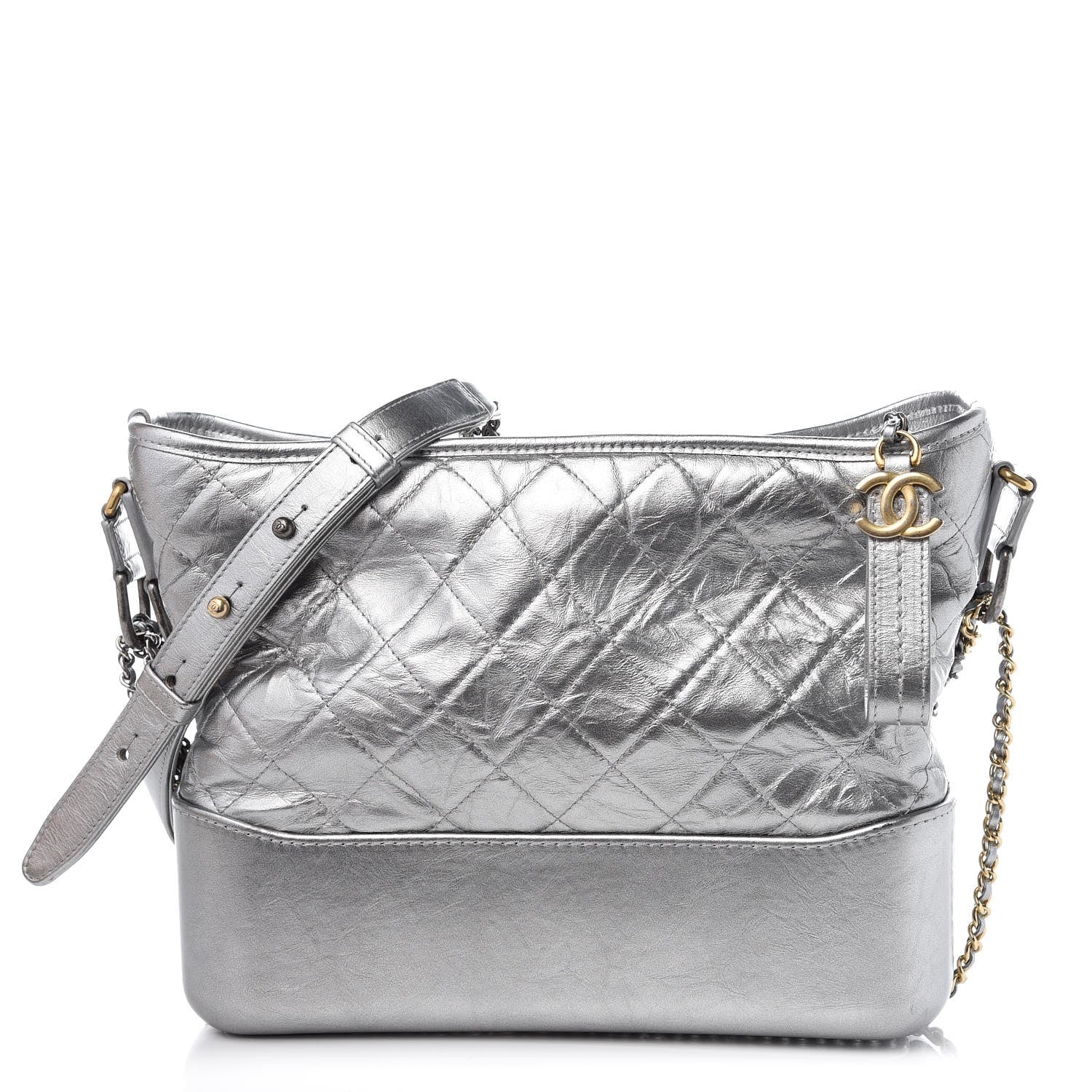 Chanel Metallic Lambskin Calfskin Quilted Medium Gabrielle Hobo Silver 1 of 8