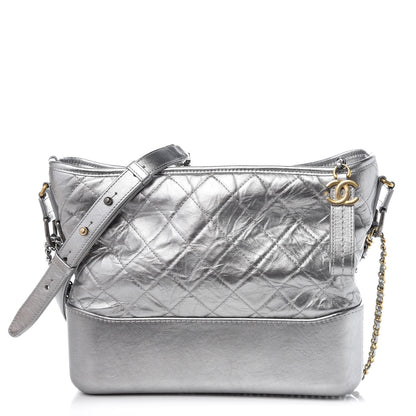 Chanel Metallic Lambskin Calfskin Quilted Medium Gabrielle Hobo Silver 1 of 8
