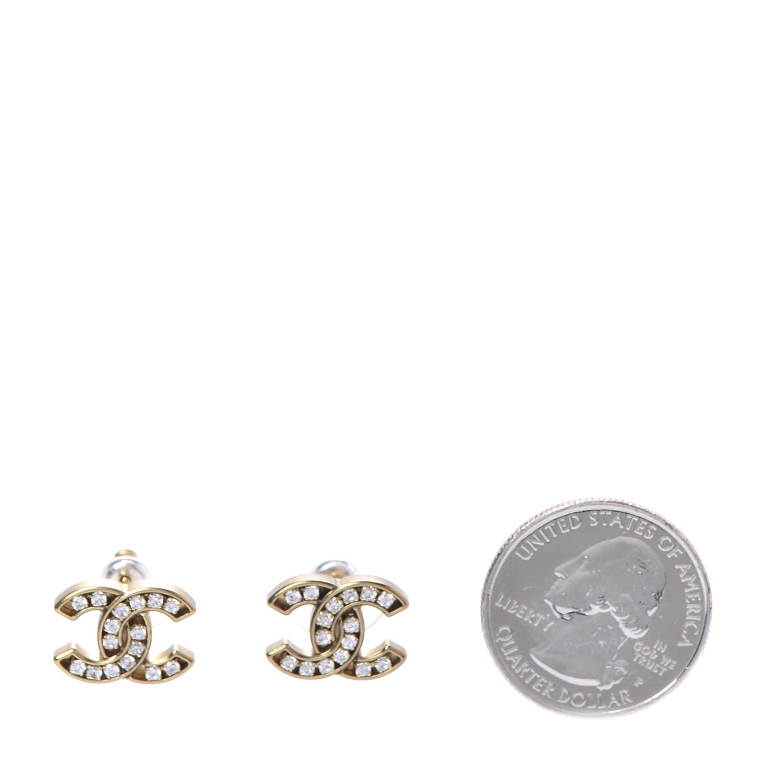 Chanel Crystal CC Earrings Gold 2 of 5