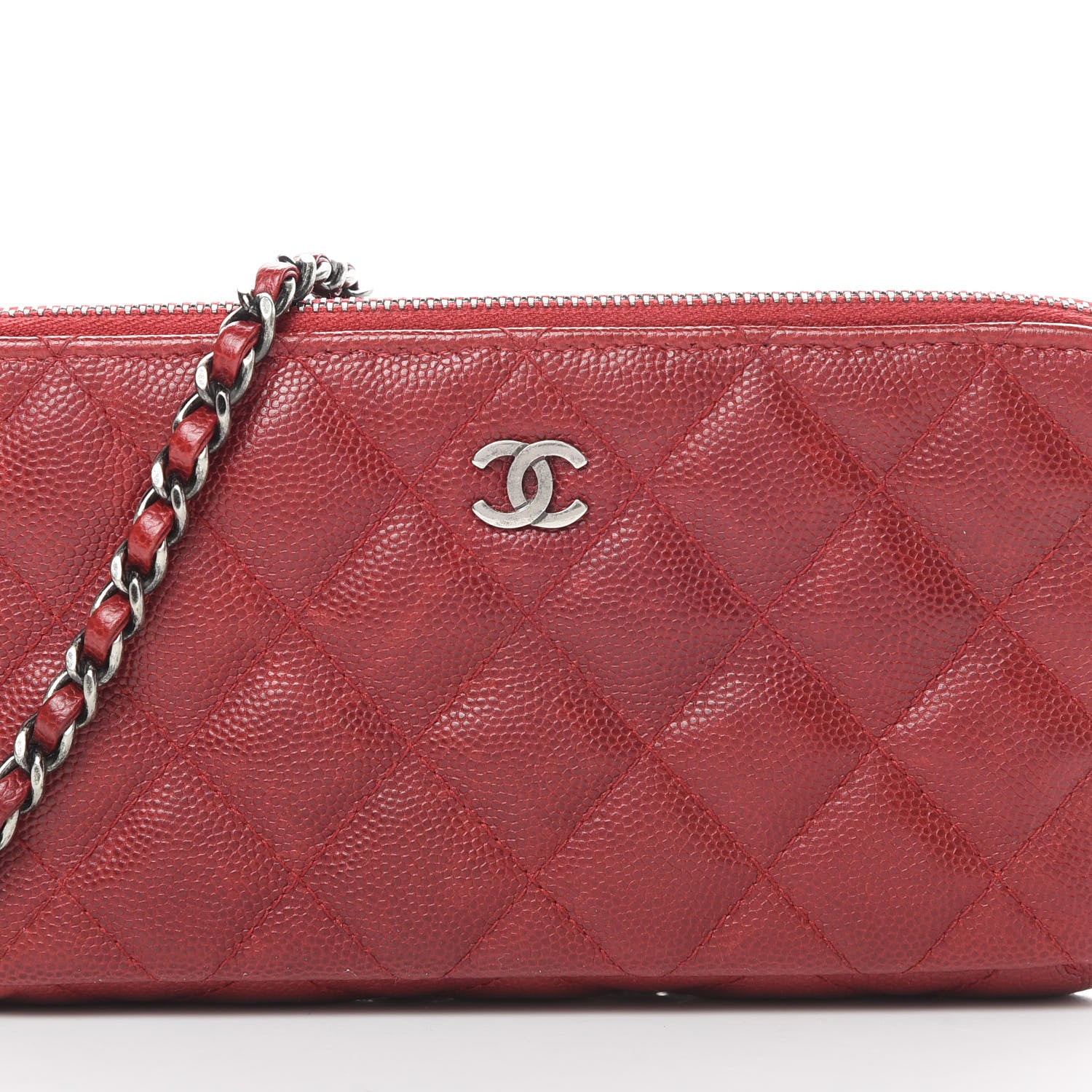 Chanel Caviar Quilted Small Clutch With Chain Red 11 of 17