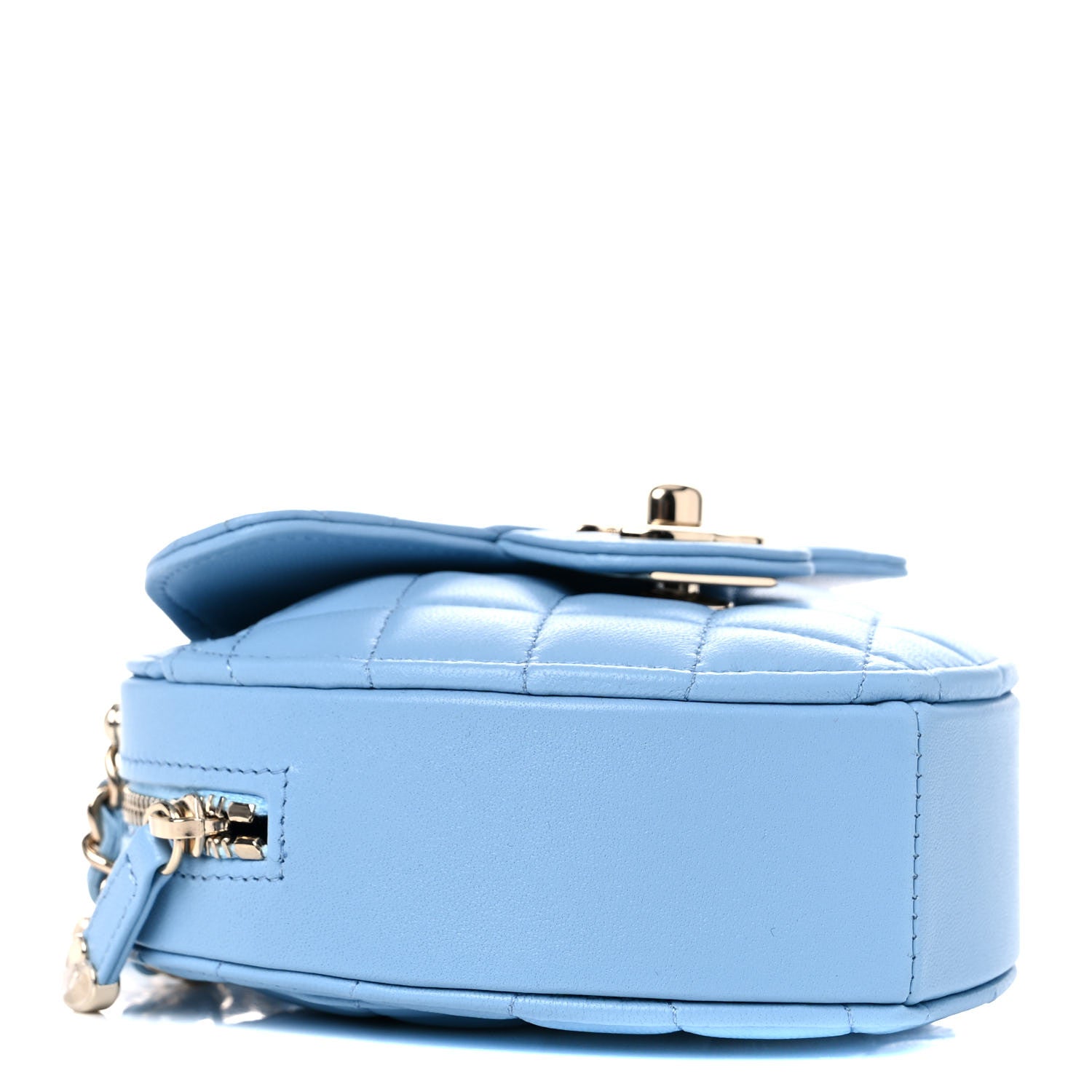 Chanel Lambskin Quilted CC In Love Heart Clutch With Chain Light Blue 4 of 10
