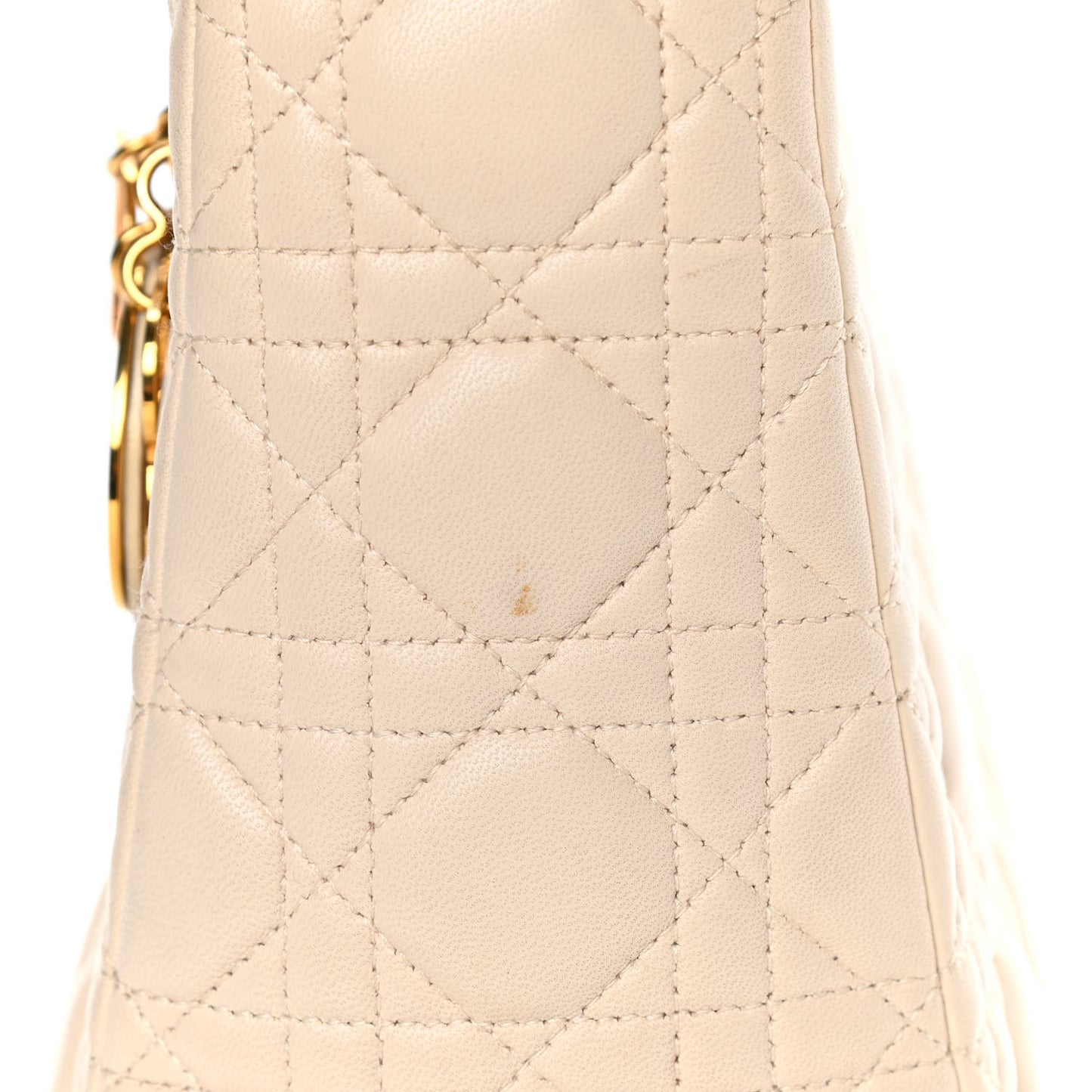 Lambskin Cannage Medium Lady Dior Light Beige