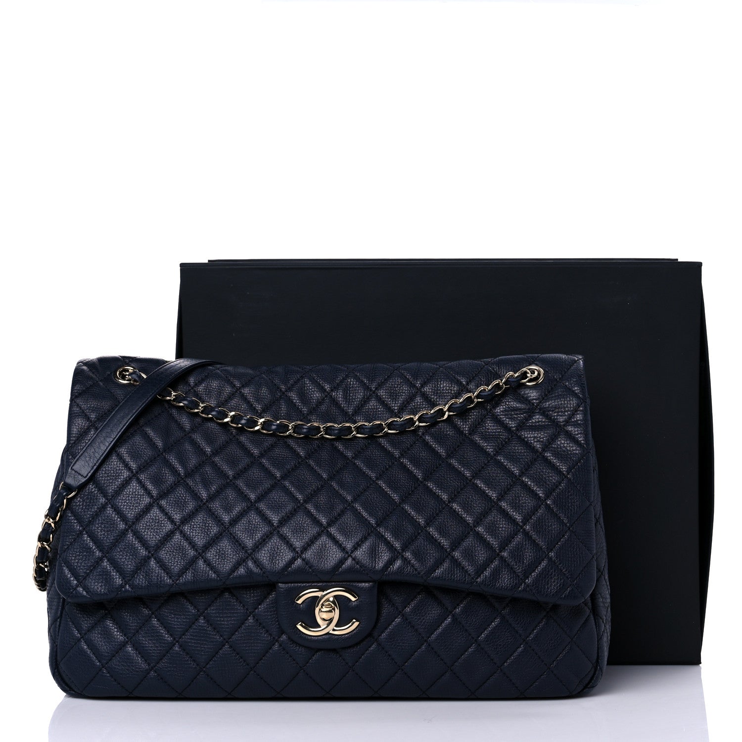 Chanel Calfskin Quilted Small XXL Travel Flap Bag Navy 16 of 16