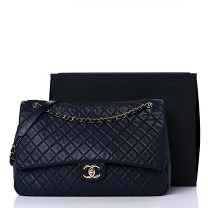 Chanel Calfskin Quilted Small XXL Travel Flap Bag Navy 16 of 16
