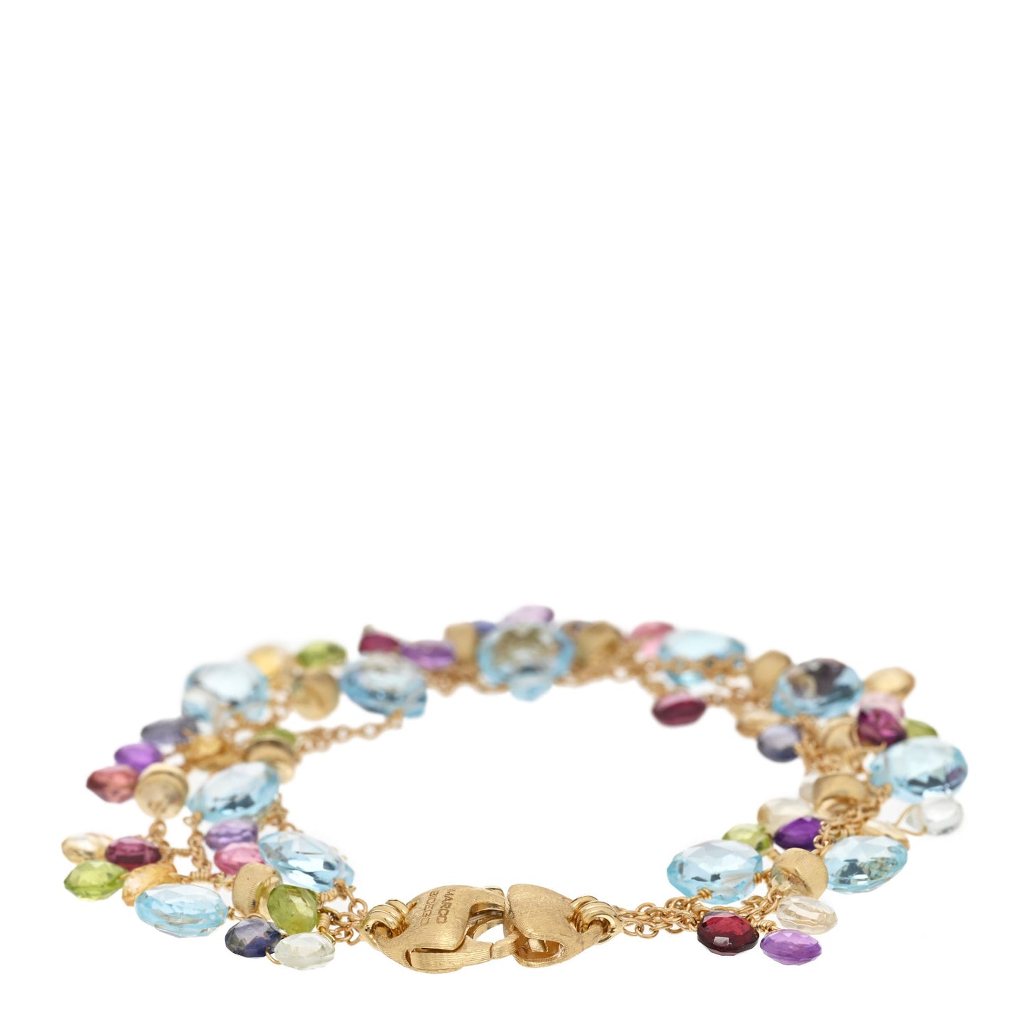 18K Yellow Gold Multi Gemstone Paradise Triple Strand Bracelet