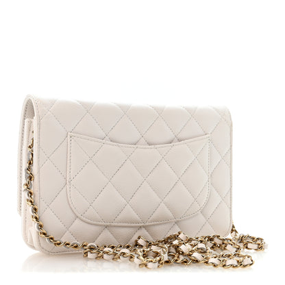 Chanel Caviar Quilted CC Turnlock Wallet On Chain WOC White 3 of 13