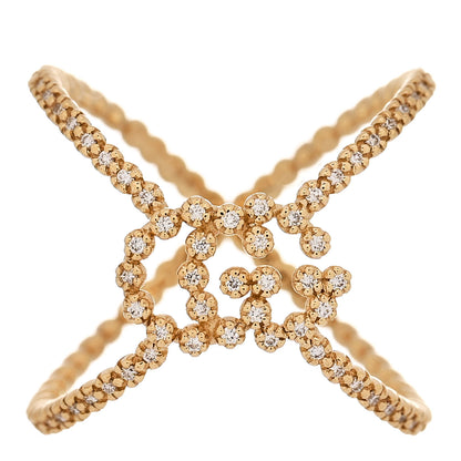 Gucci 18K Yellow Gold Diamond GG Running X Ring 52 6 1 of 5