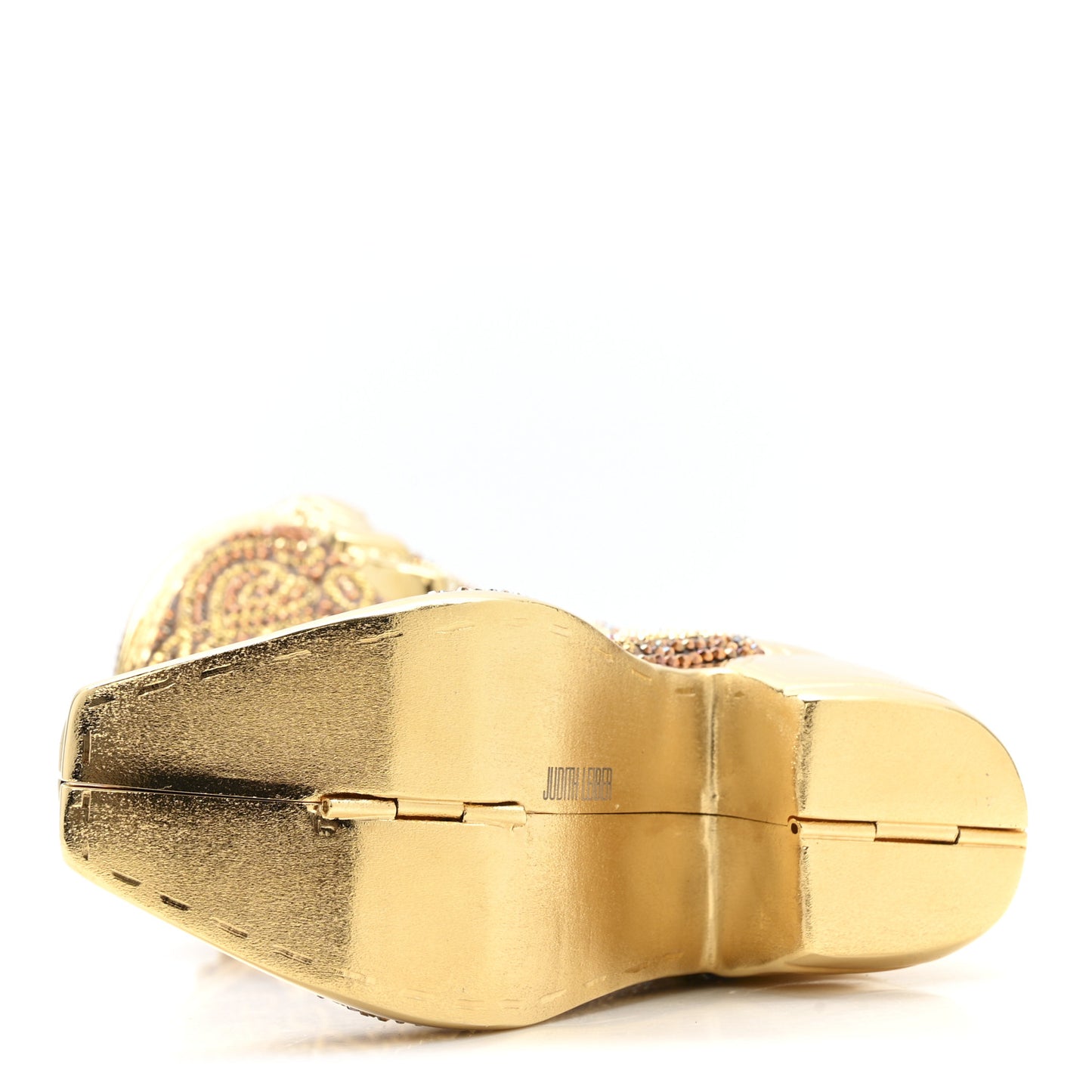 Swarovski Crystal Cowboy Boot Austin Minaudiere Clutch Gold Brown