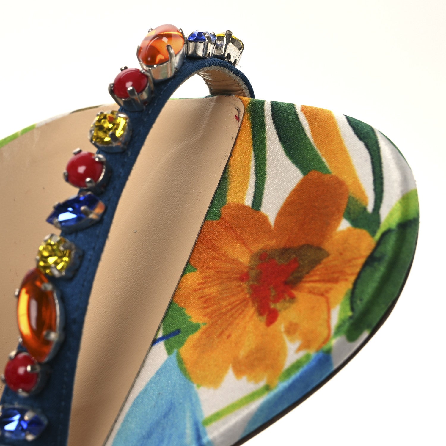 Christian Louboutin Crepe Satin Rosapetra 100 Sandals 38 Ludwig Multi 11 of 13