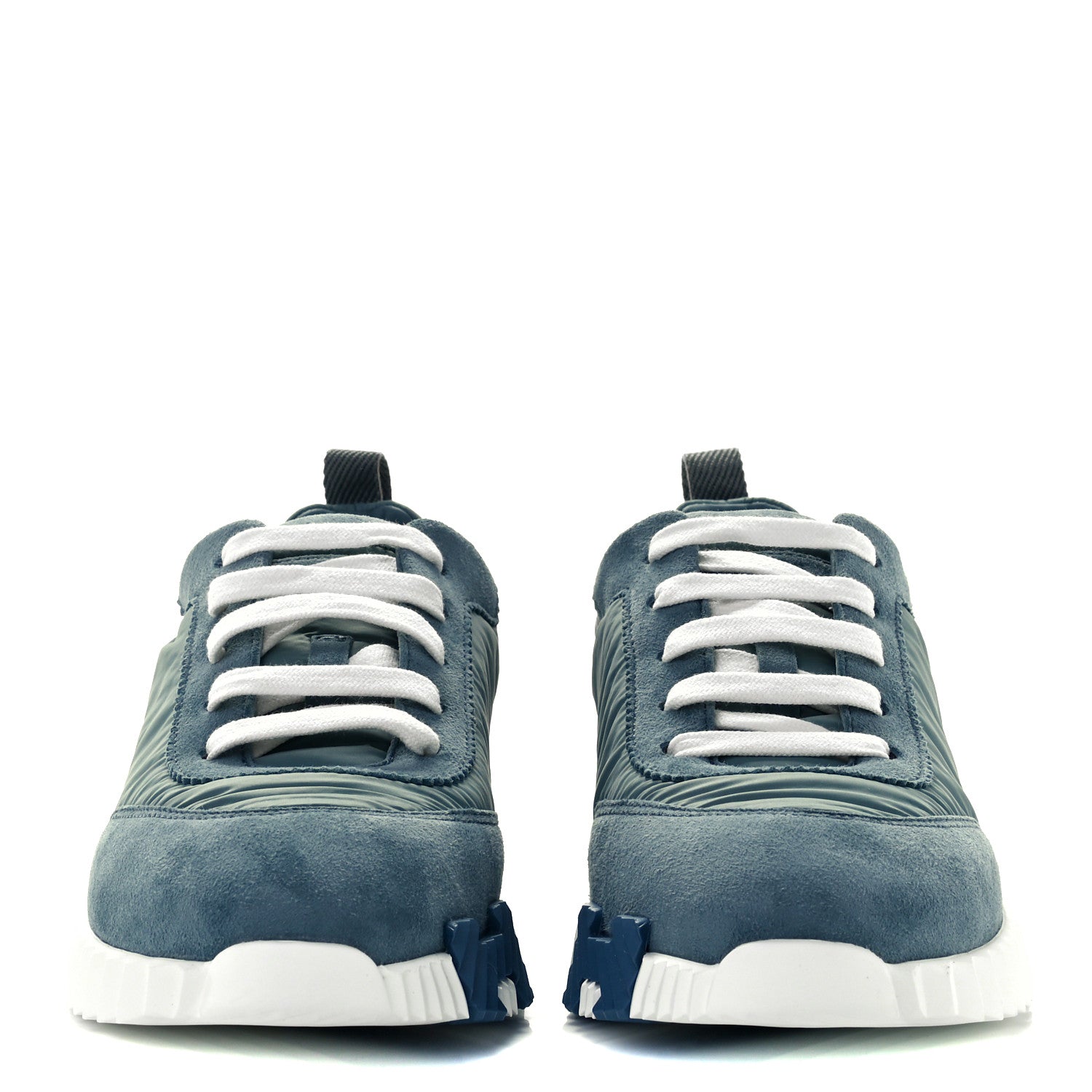 Hermes Parachute Fabric Suede Goatskin Bouncing Sneakers 37.5 Bleu Bleu Pinede 2 of 8