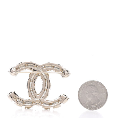 Chanel Crystal Pearl CC Dazzling Domino Brooch Gold 2 of 4