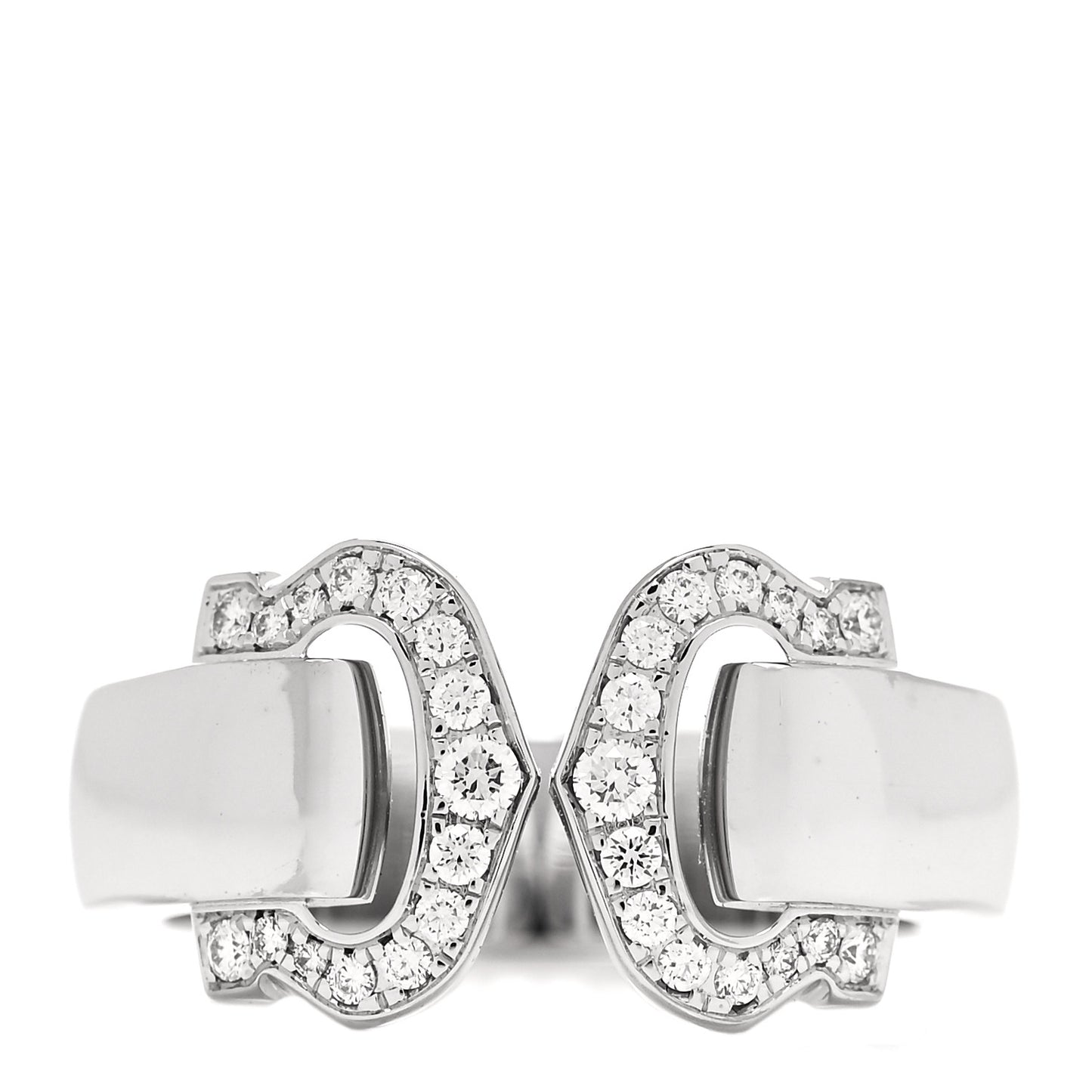 18K White Gold Diamond C De Cartier Ring 49 4.75