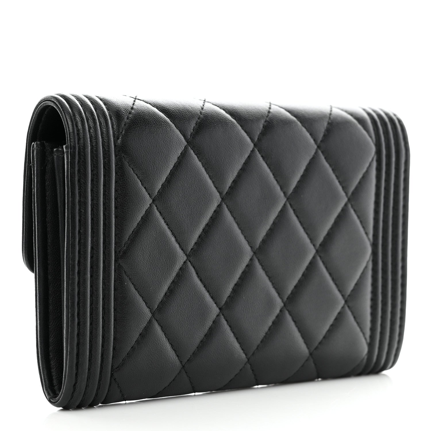 Chanel Lambskin Quilted Medium Boy Flap Wallet Black 3 of 9