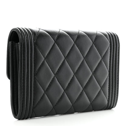 Chanel Lambskin Quilted Medium Boy Flap Wallet Black 3 of 9
