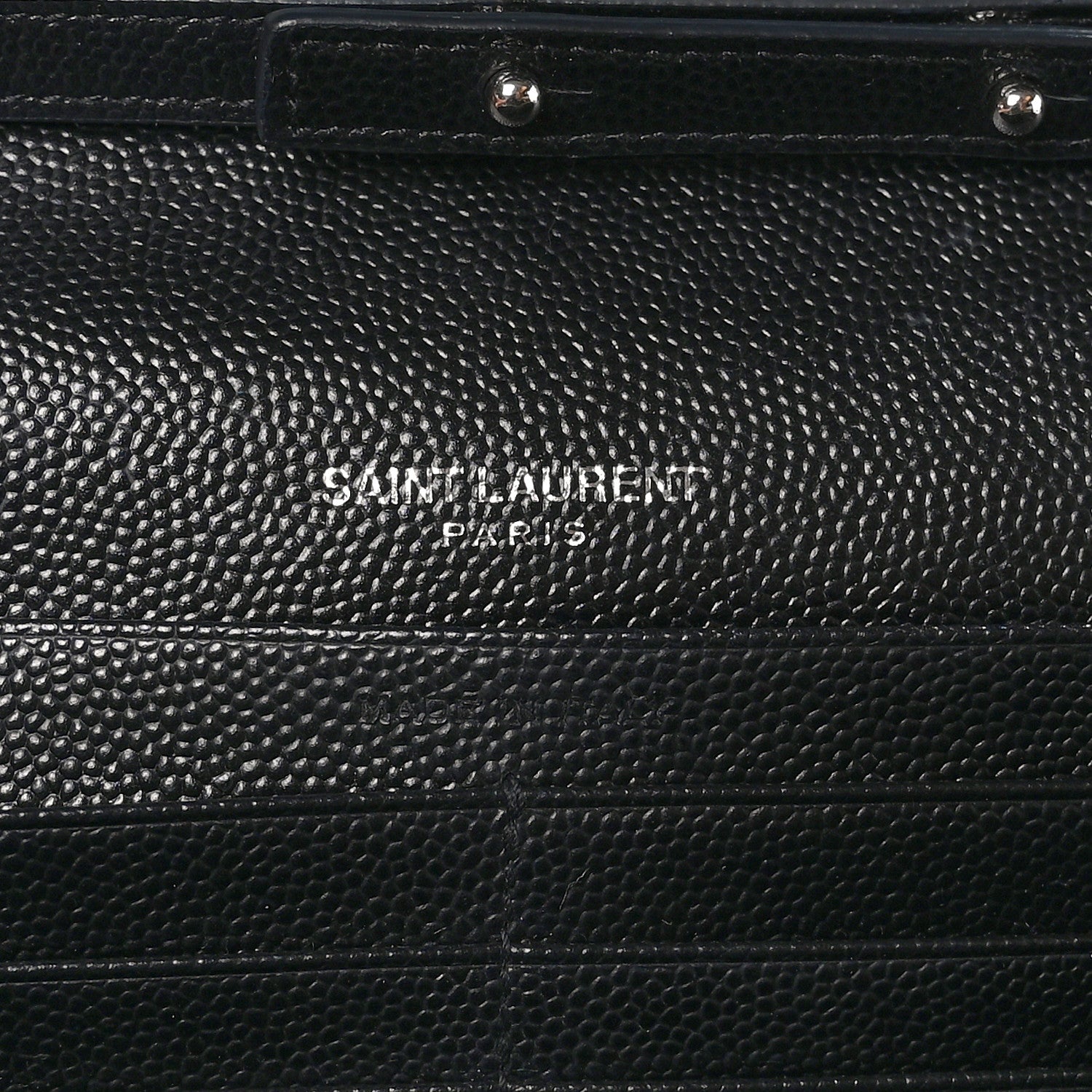 Saint Laurent Grain De Poudre Matelasse Chevron Monogram Chain Wallet Black 7 of 10