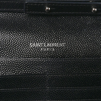 Saint Laurent Grain De Poudre Matelasse Chevron Monogram Chain Wallet Black 7 of 10