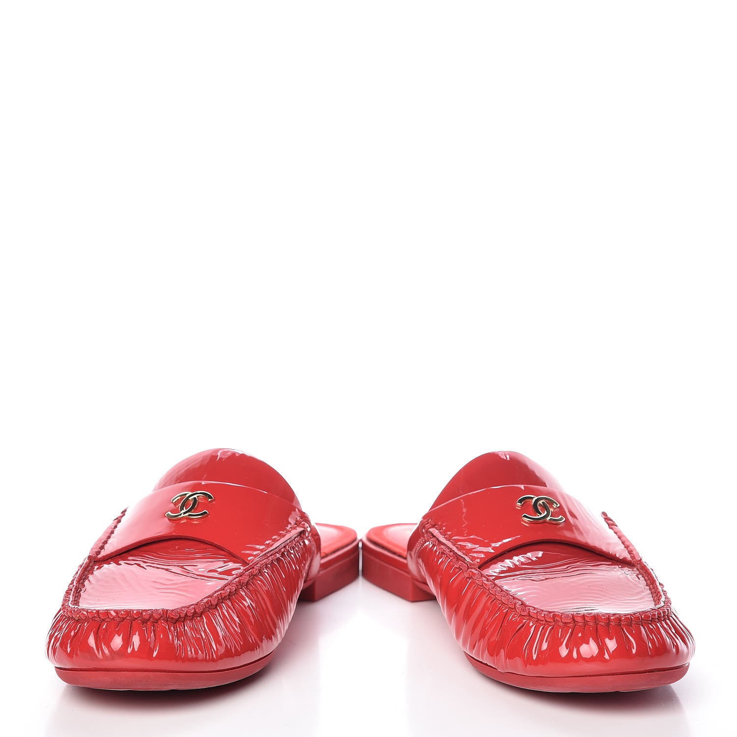 Chanel Patent Calfskin CC Mules 37 Red 5 of 16