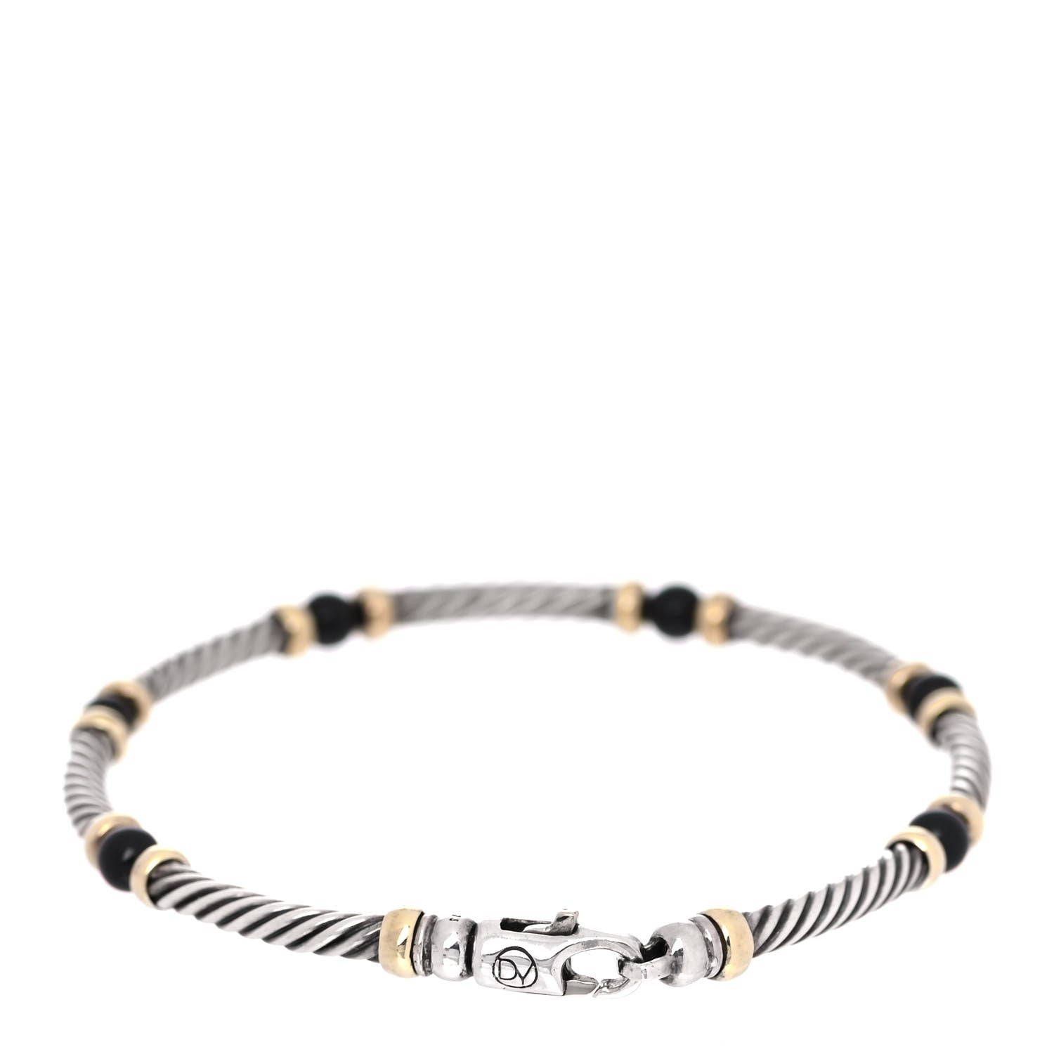 David Yurman Sterling Silver 14K Yellow Gold Black Onyx 5mm Metro Link Bracelet 3 of 4
