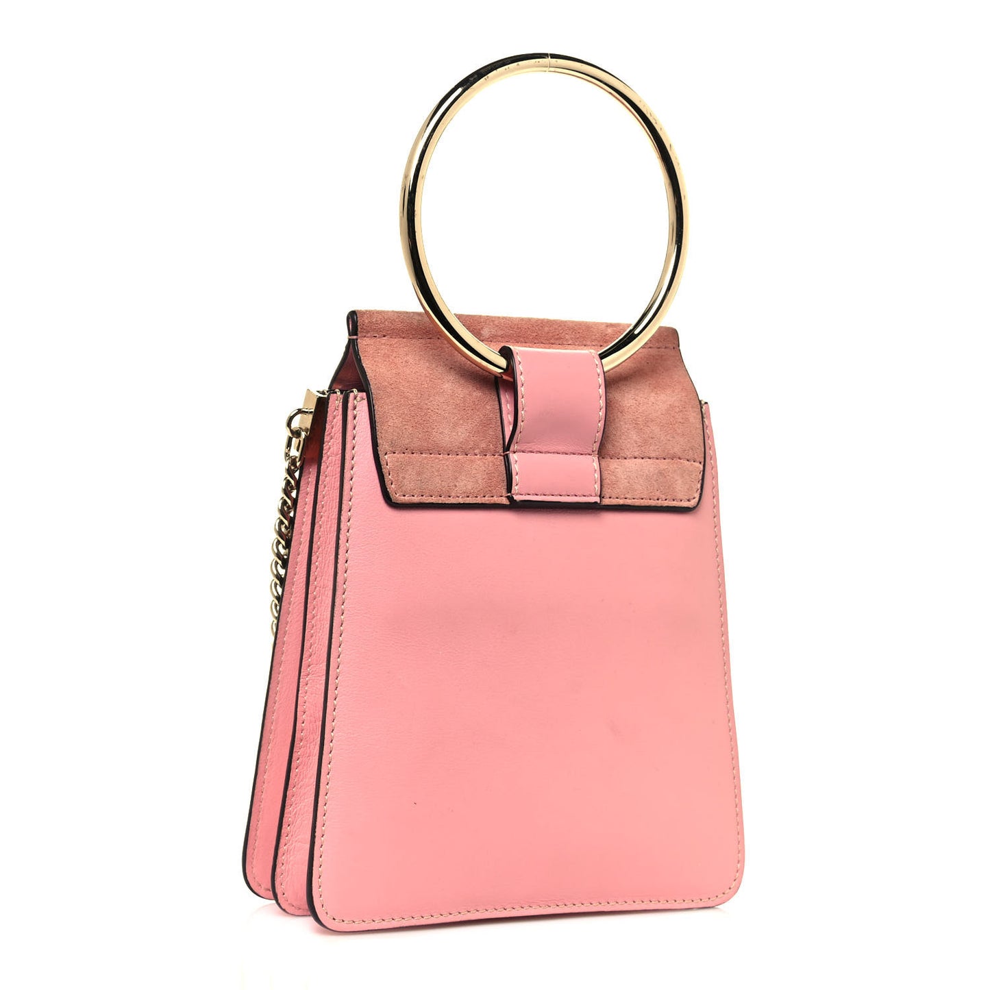 Suede Calfskin Mini Faye Bracelet Bag Washed Pink