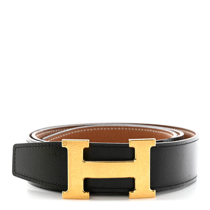 Hermes Box Togo 32mm Martelee Constance Belt 85 34 Black Gold 1 of 12
