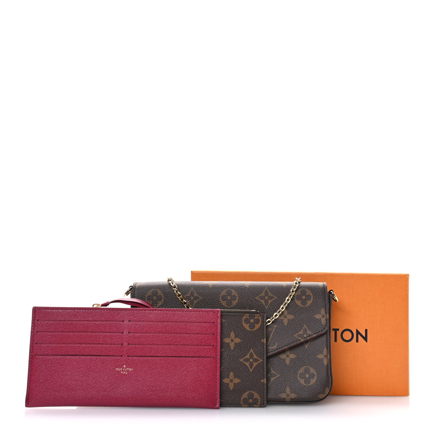 Monogram Pochette Felicie Chain Wallet Fuchsia
