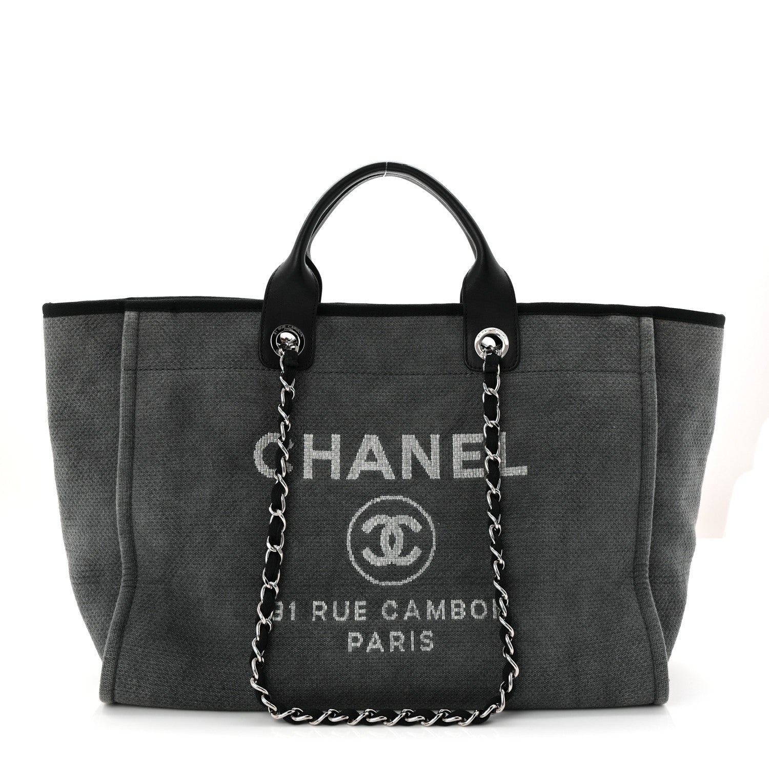 Chanel Canvas Large Deauville Tote Grey 1 of 10