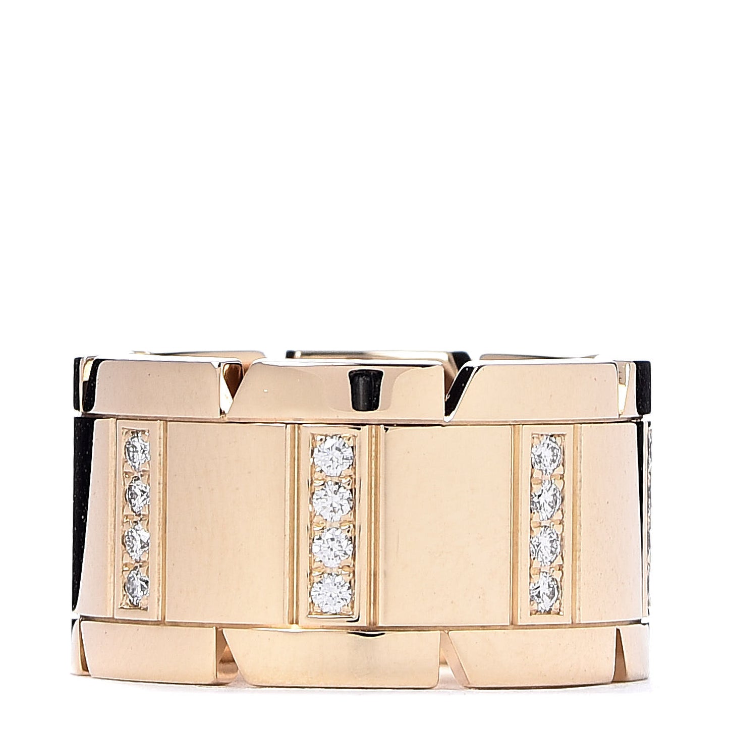 18K Yellow Gold Diamond 11mm Tank Francaise Ring 51 5.75